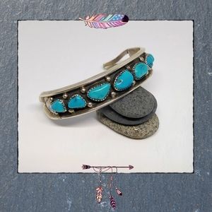 Native Hopi Stephen Hyson Naseyoma Turquoise Set Bracelet